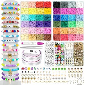 Kit de fabricación de pulseras de 12000 cuentas de arcilla, 48 colores, 3 cajas de cuentas de letras de arcilla polimérica para hacer pulseras, Kit de fabricación de pulseras de 12000 cuentas de arcilla, 48 colores, 3 cajas de cuentas de letras de arcilla polimérica para hacer pulseras,