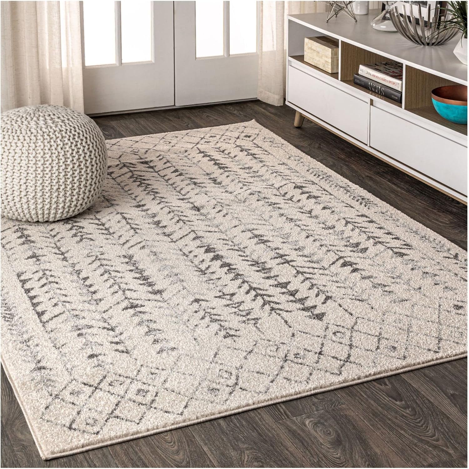 JONATHAN Y MOH210B-3 Ziri – Alfombra marroquí geométrica para interiores, estilo granja, bohemio, minimalista, fácil de limpiar, para dormitorio,