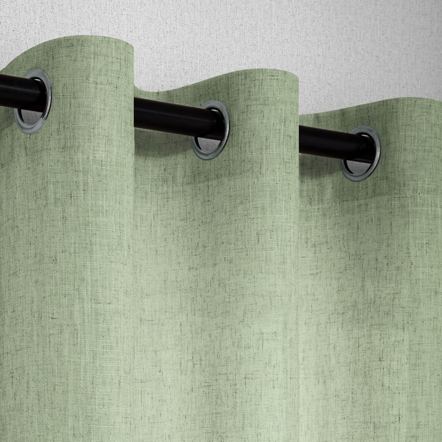 Pitalk Cortinas color verde salvia claro de 90 pulgadas de largo para dormitorio, 2 paneles con ojales, filtrantes de luz, semitransparentes, de