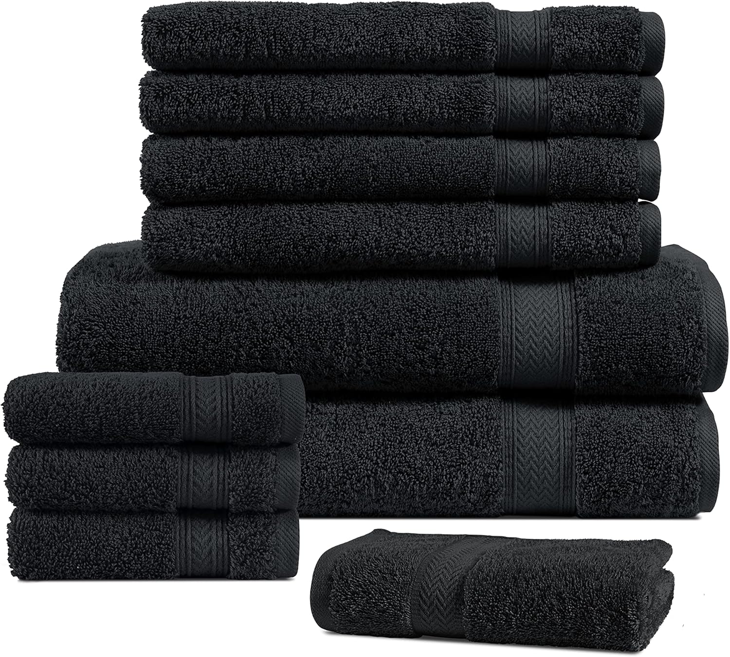LANE LINEN Juego de 10 toallas de baño 100 % algodón, 2 toallas de baño grandes, 4 toallas de mano suaves para baño, 4 toallas de lavado para el
