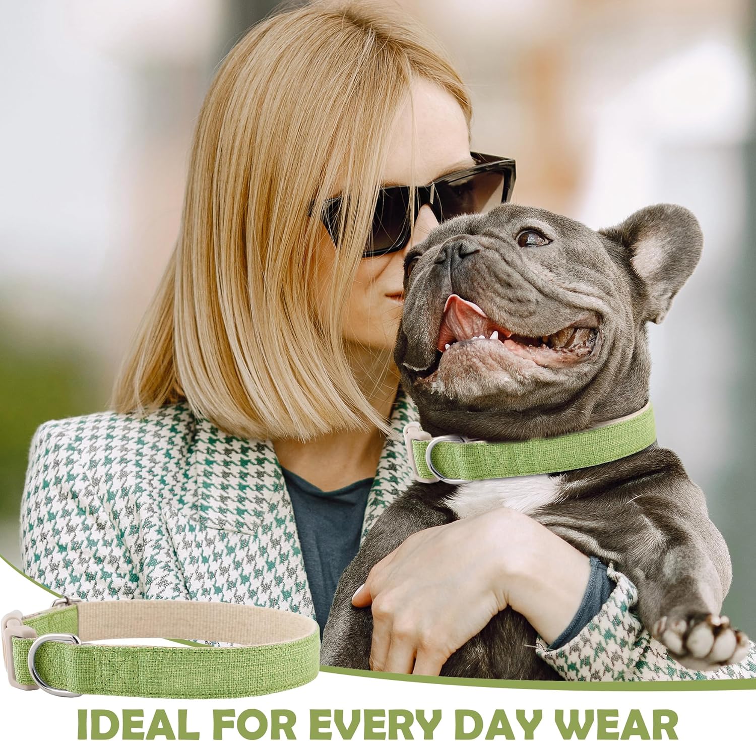 Collar de perro  Collar de perro resistente para perros pequeños, medianos y grandes  Tela natural ecológica  Duradero y agradable al tacto  Collar