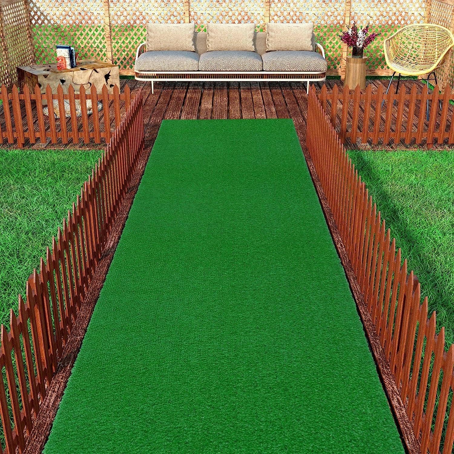 Ottomanson Evergreen Collection – Alfombra impermeable de césped sólido de 3 x 10 pulgadas, para interiores y exteriores, 2 pies 7 pulgadas x 9 pies
