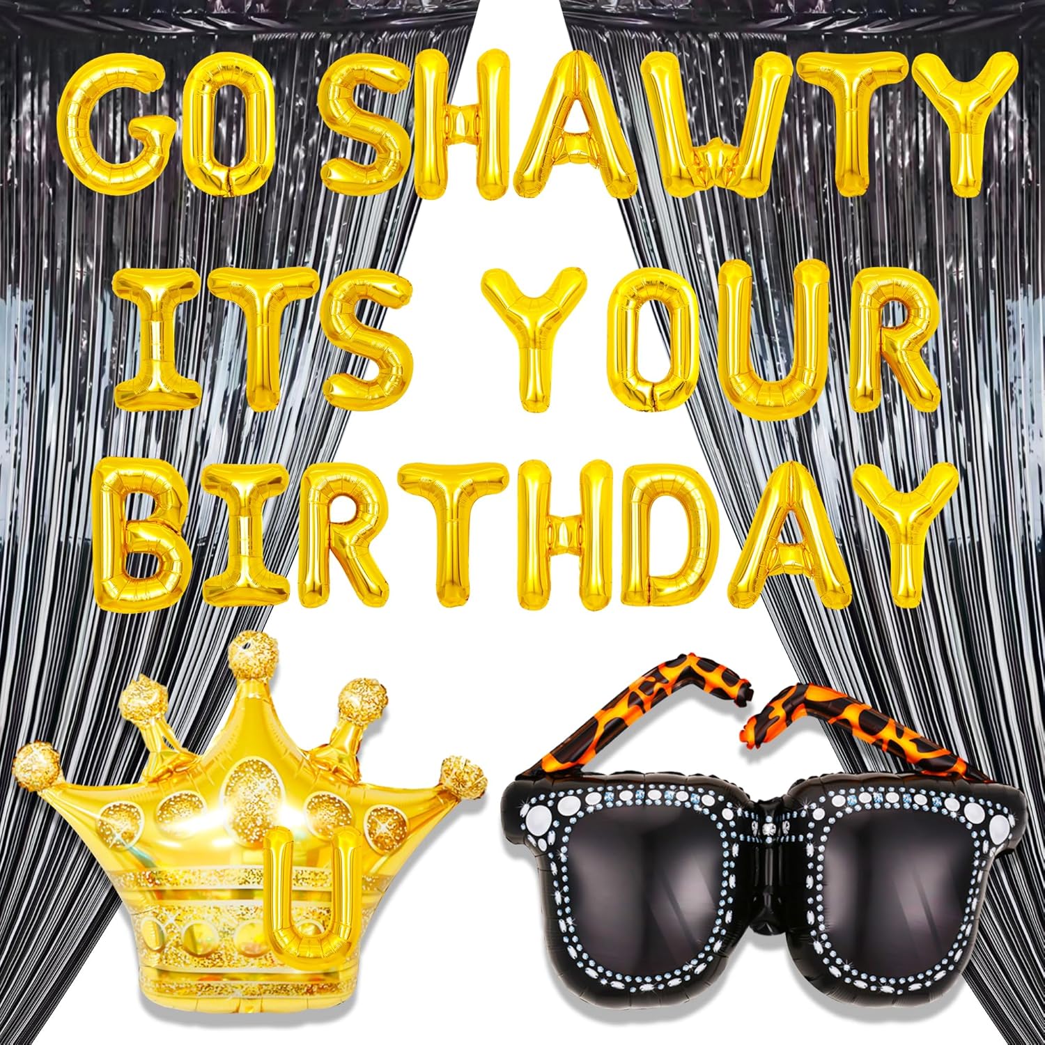 Decoración de cumpleaños Gold Go Shawty It’s Your Birthday Early 2000s Hip Hop decoraciones de cumpleaños suministros de decoración de cumpleaños de