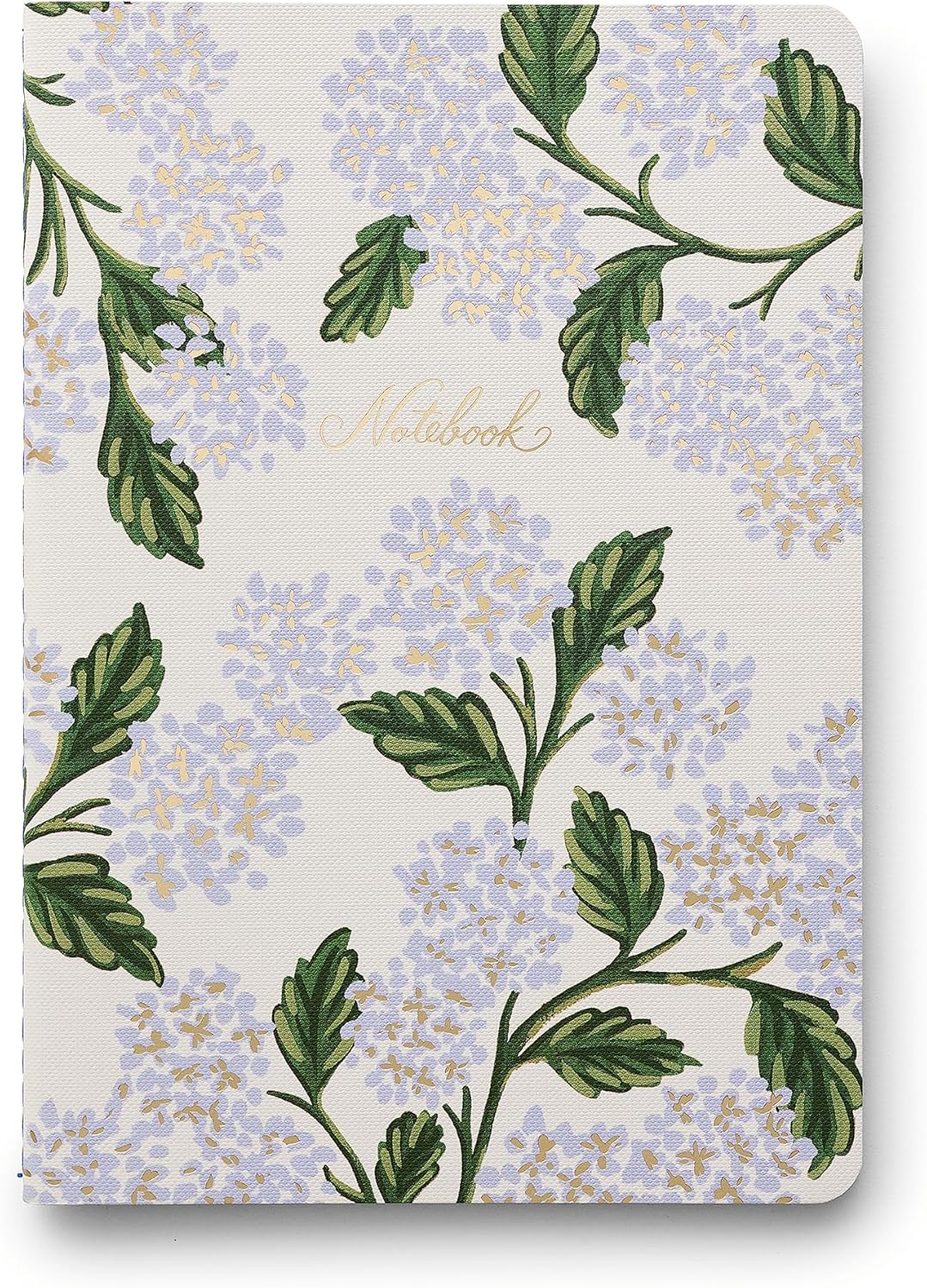 RIFLE PAPER CO. Juego de cuadernos cosidos de hortensias, juego surtido de 3 cuadernos, 64 páginas rayadas con tinta dorada, cubierta de papel de