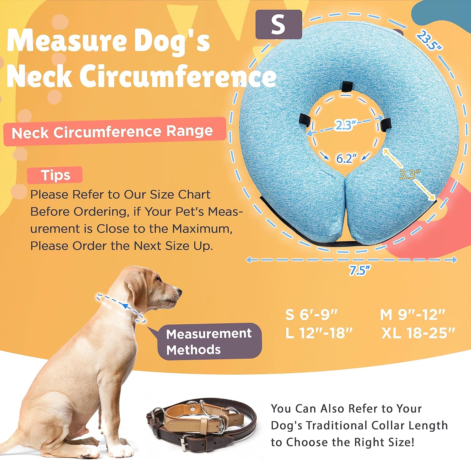 Big Ant Collar inflable protector para perros y gatos, cono suave para perros después de la cirugía, collar de dona para cuello de perro, collar de