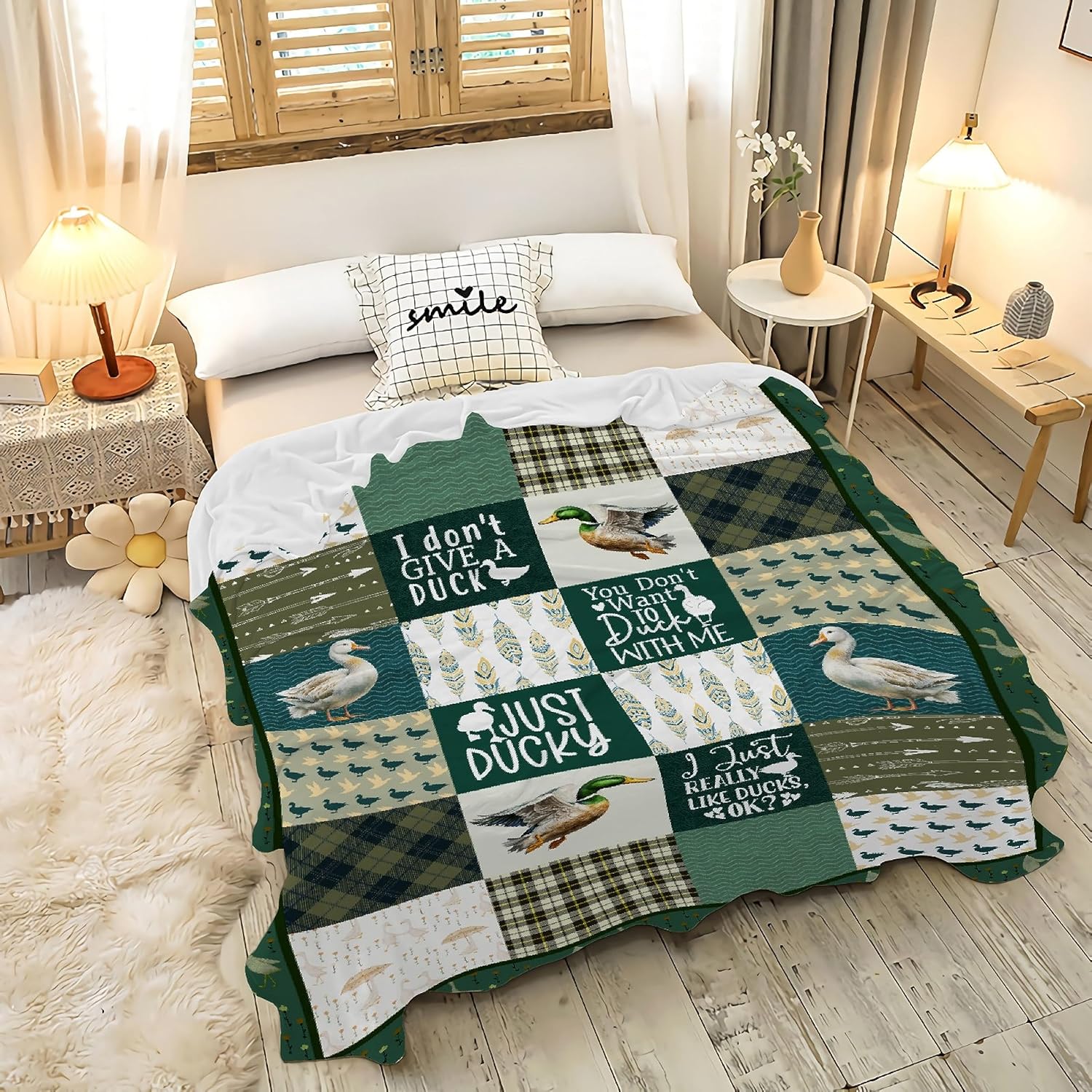 Manta de pato mallardo, ultra suave y acogedora para niños pequeños, mujeres y hombres, bonita manta de pato para sofá y cama, regalos de pato al