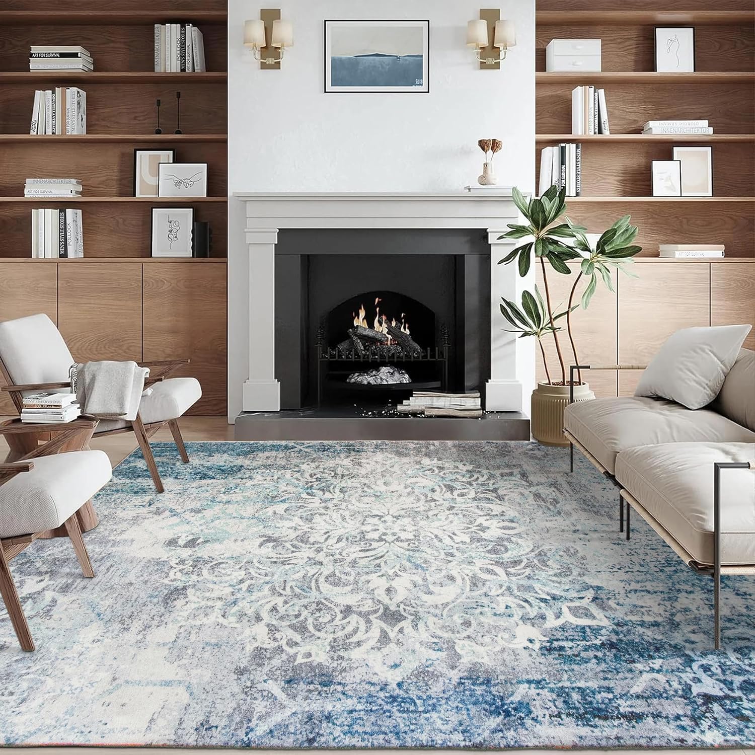 ReaLife – Alfombra lavable a máquina, para sala, dormitorio, baño, cocina, entrada u oficina, antideslizante, de pelo bajo, antimanchas, estilo