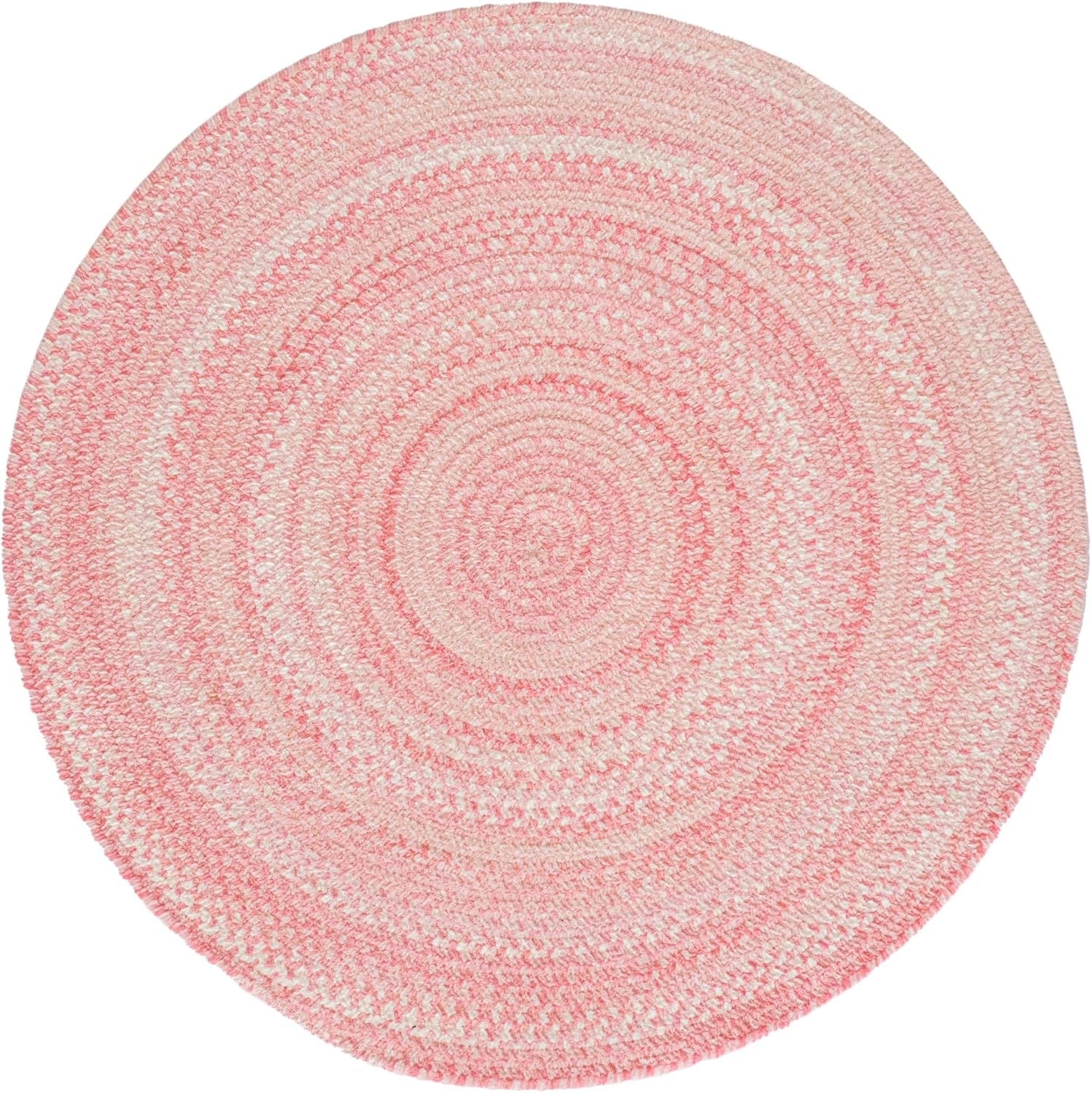 Fluffy Princess – Alfombra trenzada redonda de 0 pies y 36 pulgadas, color rosa