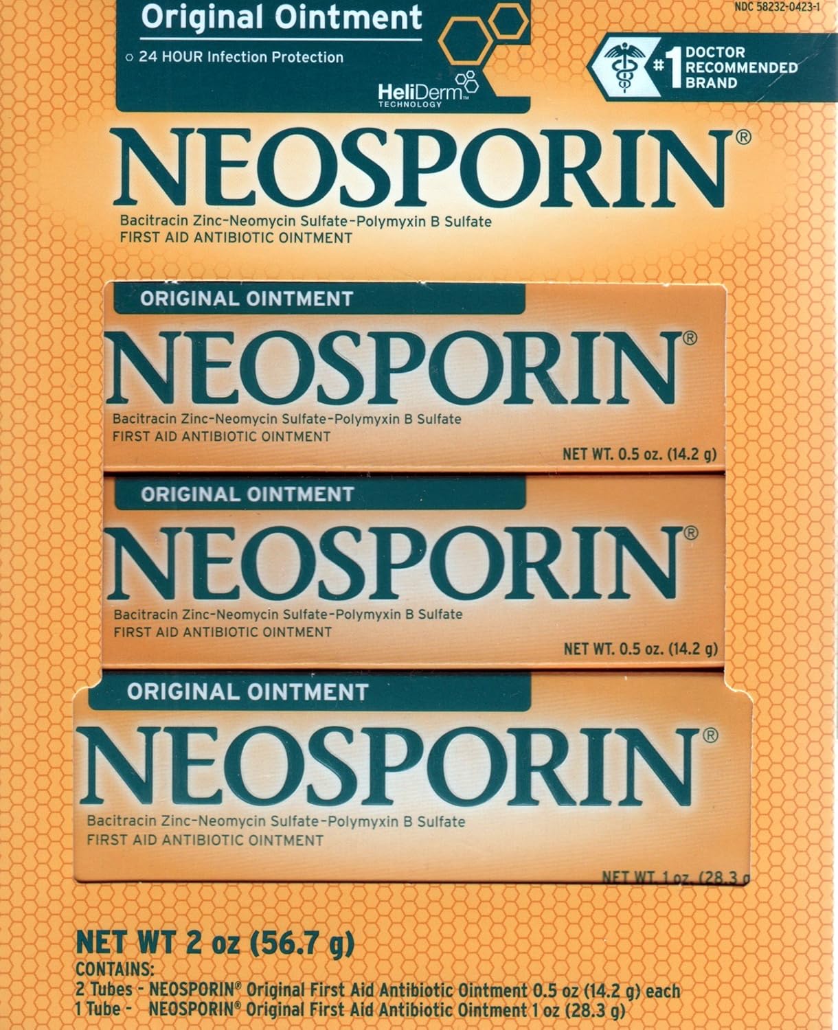 Pomada antibiótica de primeros auxilios de Neosporin, original, 3 unidades