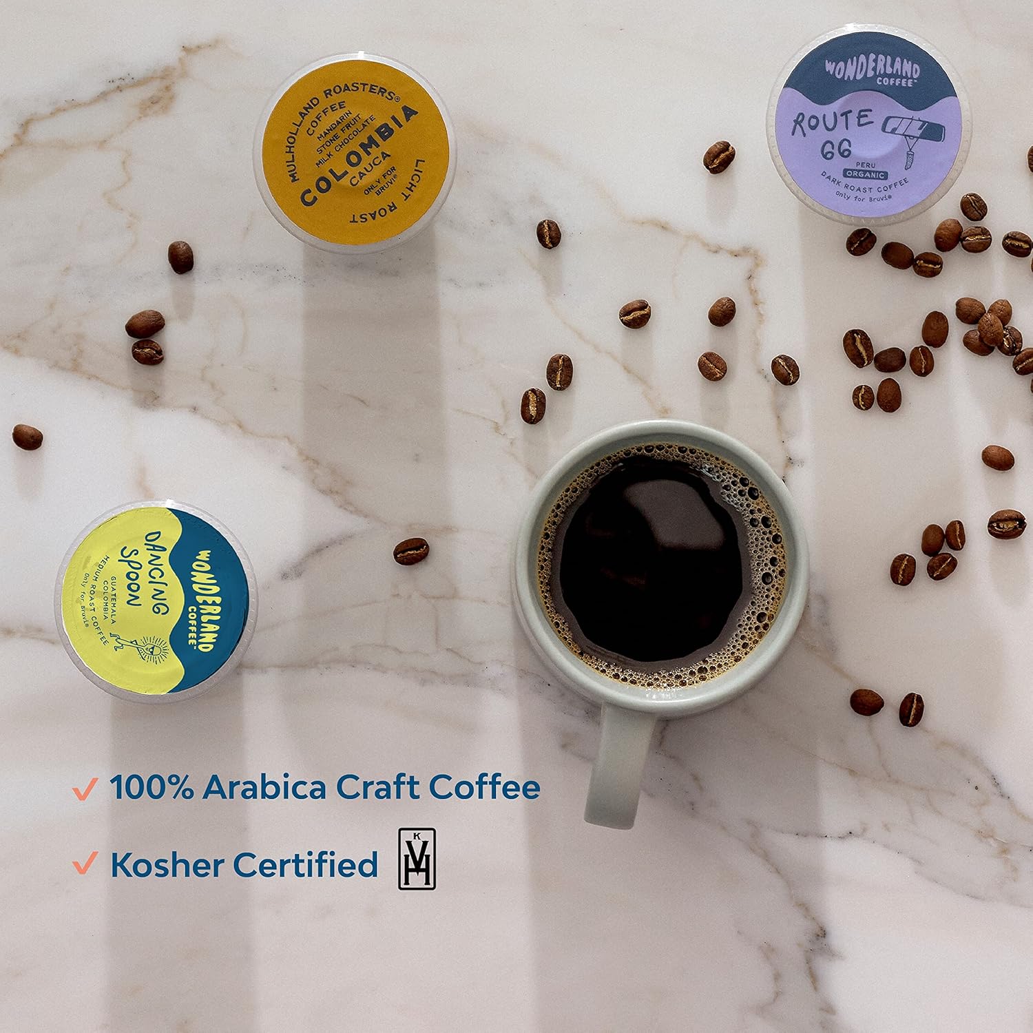 Wonderland Coffee  Dancing Spoon Coffee Single Cup B-Pods  Solo compatible con la cafetera BRUVI de una sola porción  Incluye 60 cápsulas