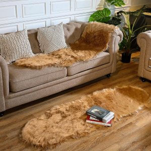 2 alfombras de piel sintética para decoración de Navidad, alfombras suaves de piel de oveja, alfombra de piel de oveja esponjosa para sala de estar, 2 alfombras de piel sintética para decoración de Navidad, alfombras suaves de piel de oveja, alfombra de piel de oveja esponjosa para sala de estar,