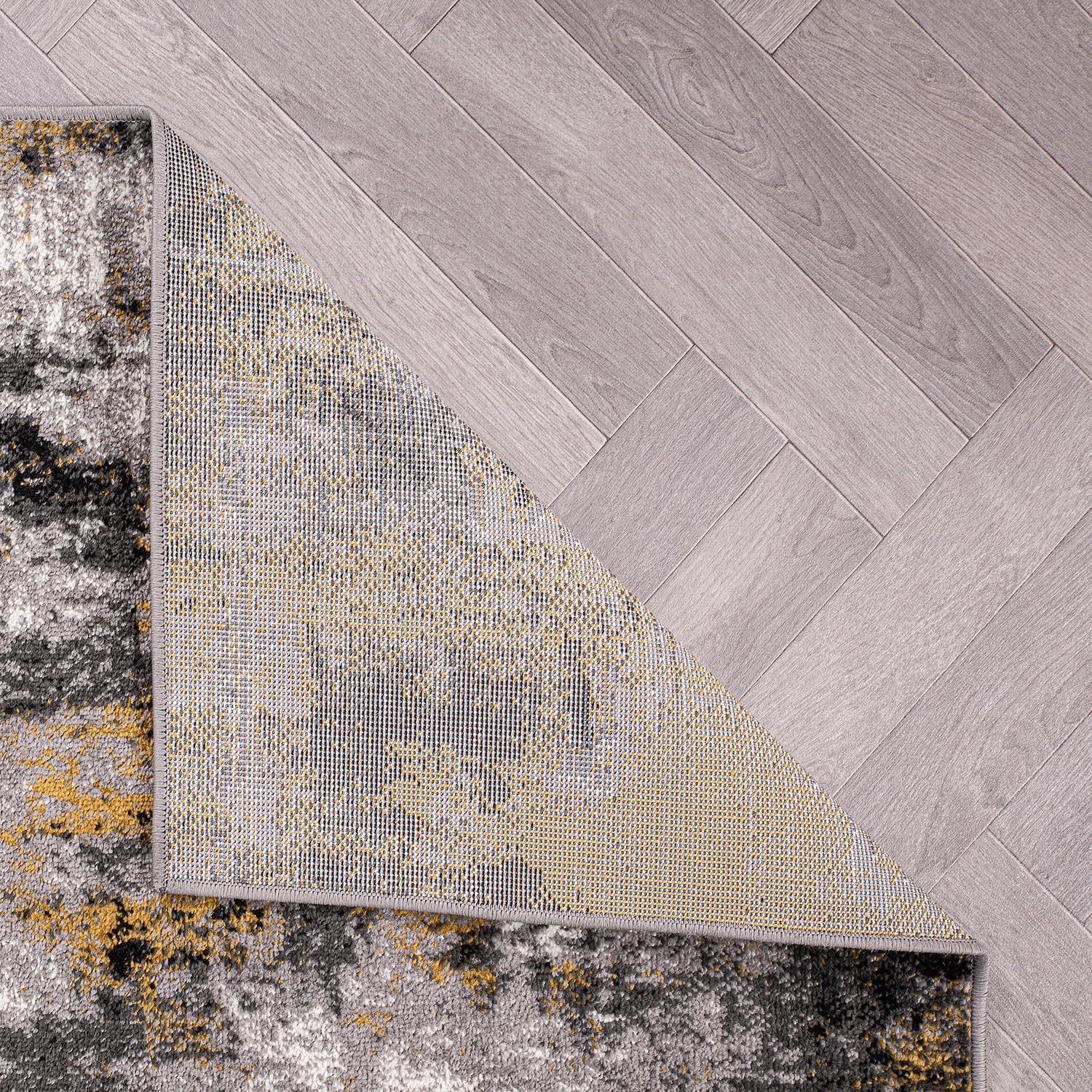 Rugshop Tralee – Alfombra abstracta moderna resistente a las manchas, 2 x 7 pies, color amarillo