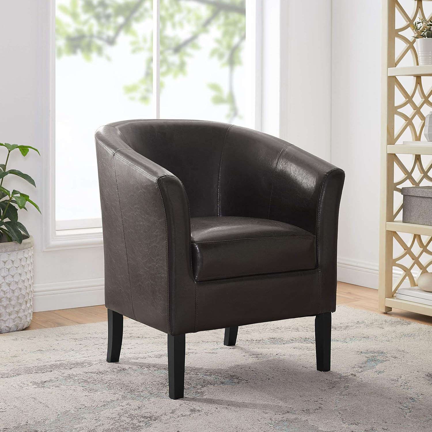 Silla para club, de Linon Simon, Madera de caucho Contrachapado, Marrón