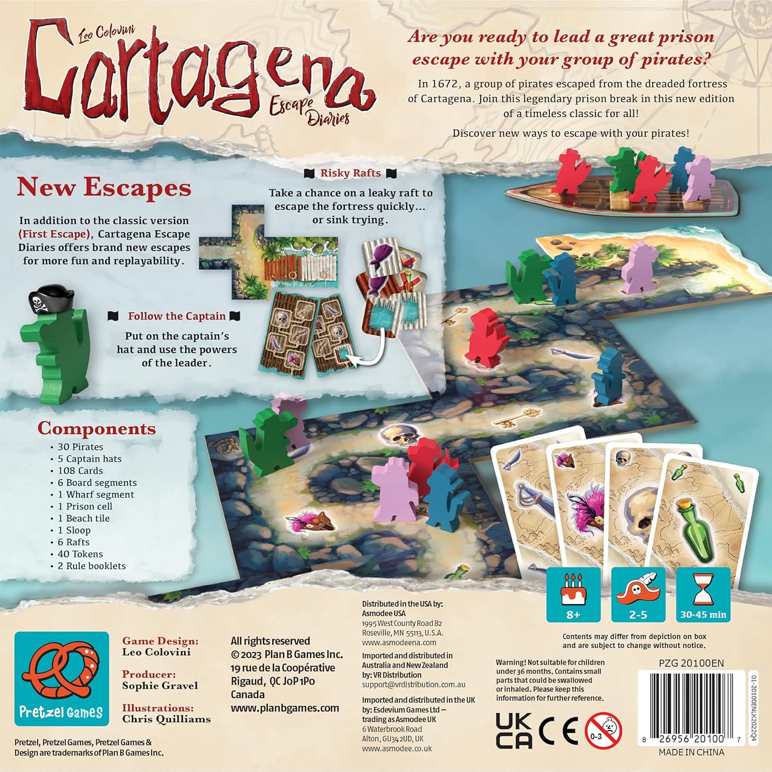 Juego de mesa Cartagena Escape Diaries – Juego de aventura pirata, juego de estrategia, divertido juego familiar para niños y adultos, a partir de 8