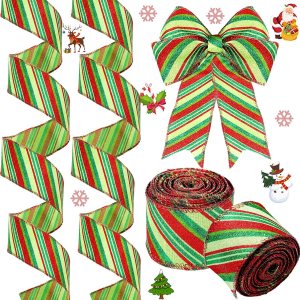 Yinder 2 rollos de cinta de Navidad de 20 yardas, cinta roja y verde con purpurina de 2.5 pulgadas, cinta decorativa para coronas, caja de regalo, Yinder 2 rollos de cinta de Navidad de 20 yardas, cinta roja y verde con purpurina de 2.5 pulgadas, cinta decorativa para coronas, caja de regalo,