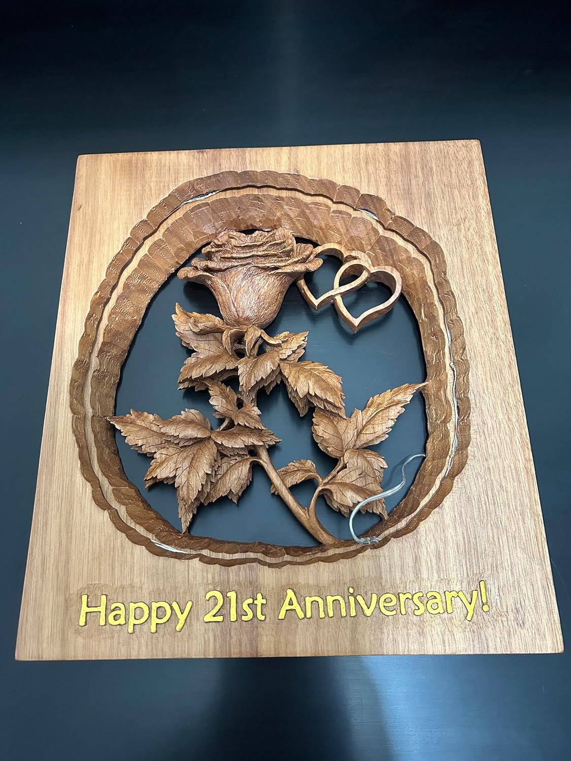 Wood Rose Gift For Her Couples Gift Personalized Wedding Gift 5 Years Anniversary Gift Family Name Sign Established Sign