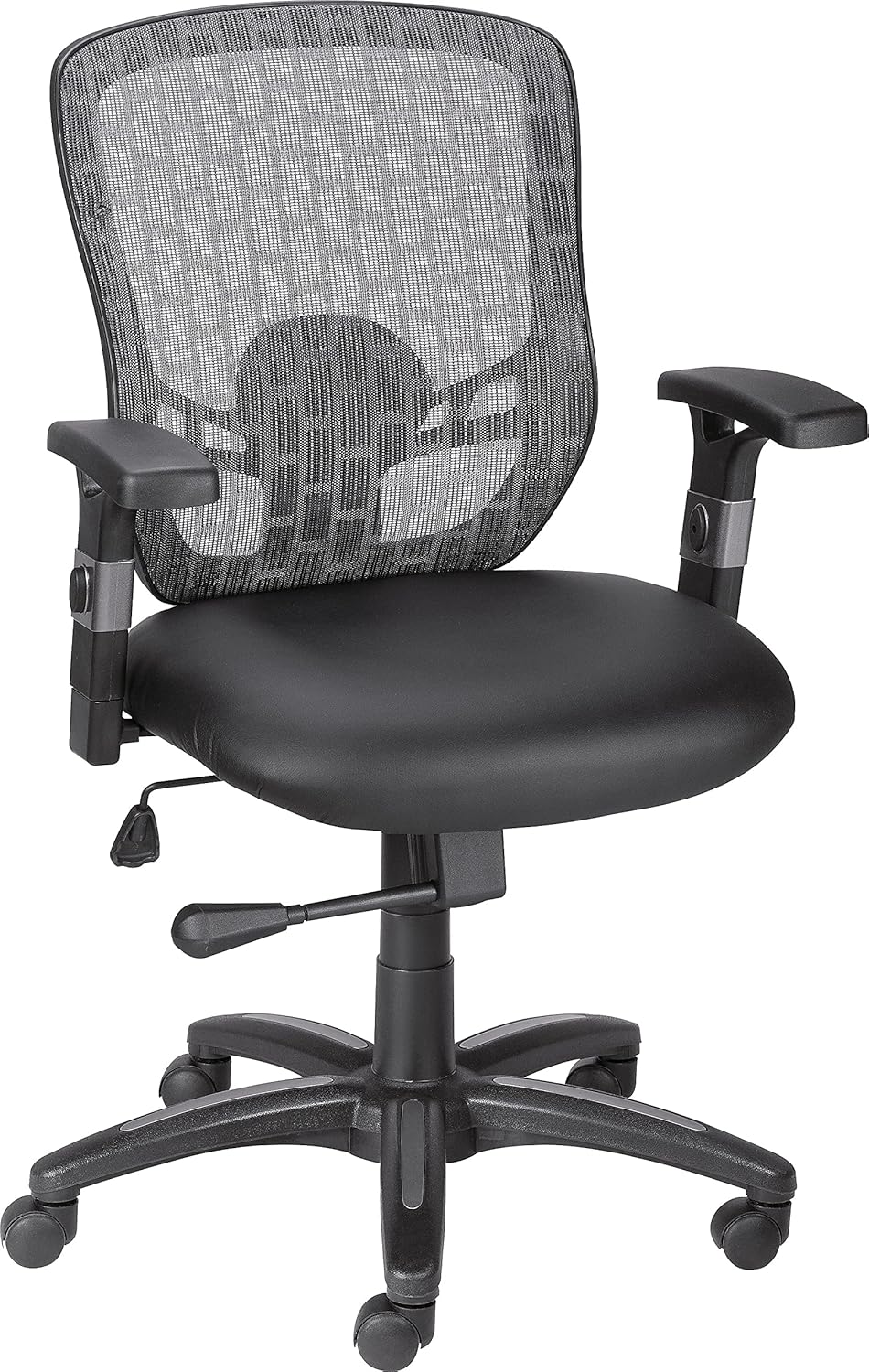 STAPLES Corvair Luxura – Silla de escritorio y computadora de piel sintética con respaldo de malla, color negro, paquete de 2 (59455-CVS)