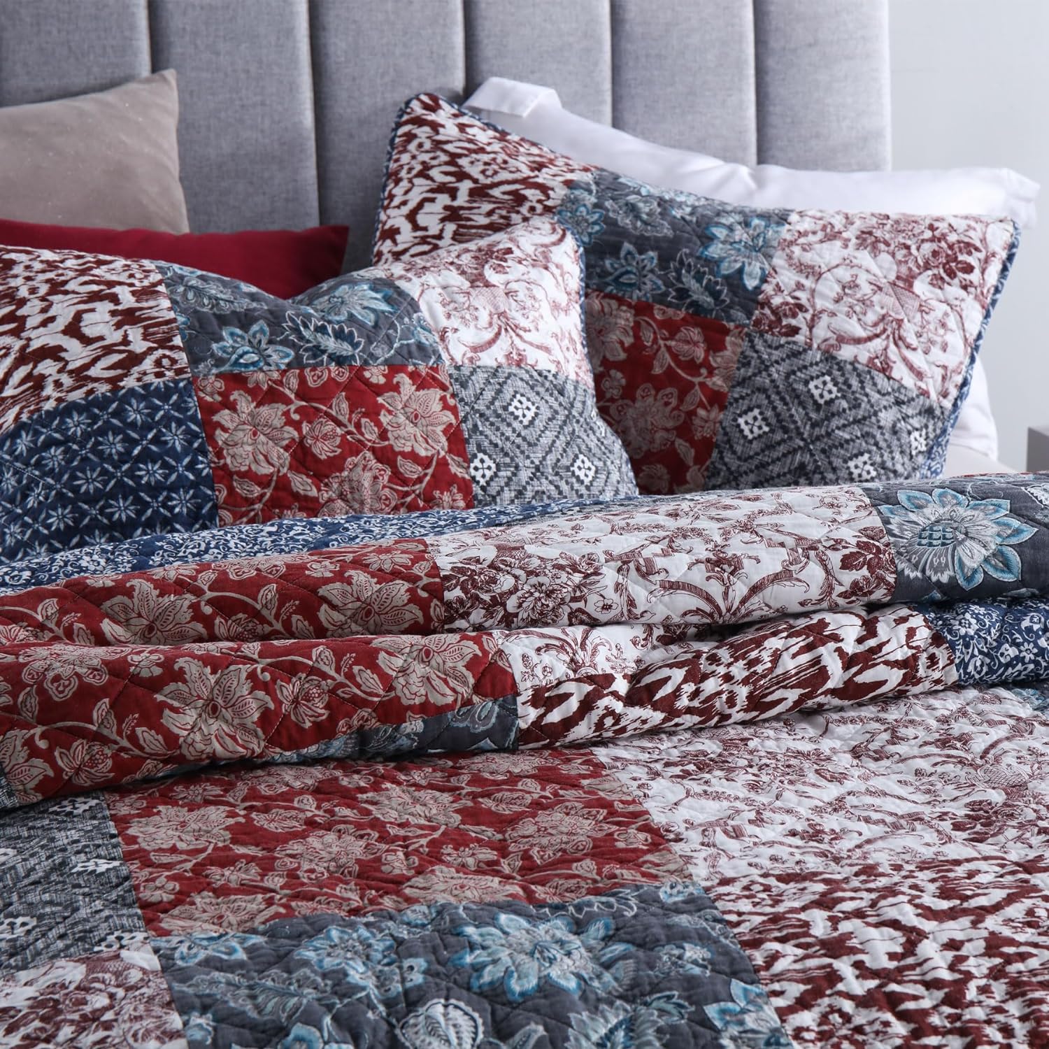 Secgo – Edredones tamaño Queen, juego de ropa de cama 100% algodón (90 x 98 pulgadas) con 2 fundas de almohada, colcha reversible ligera y