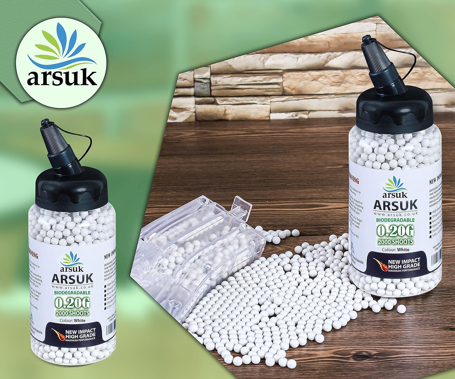 ARSUK Airsoft BB Pellets de 0.236in BBS 0.01oz – Munición de paintball de alta calidad para cargador Airsoft, contenido 1000, 2000, 5000, 10000 balas