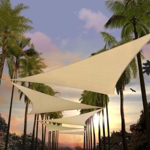 Amgo Toldo triangular beige de 16 x 16 x 16 pies para exteriores, UPF50+ AGTAPT16, 95% de bloqueo UV, permeable al agua y al aire, estándar Amgo Toldo triangular beige de 16 x 16 x 16 pies para exteriores, UPF50+ AGTAPT16, 95% de bloqueo UV, permeable al agua y al aire, estándar