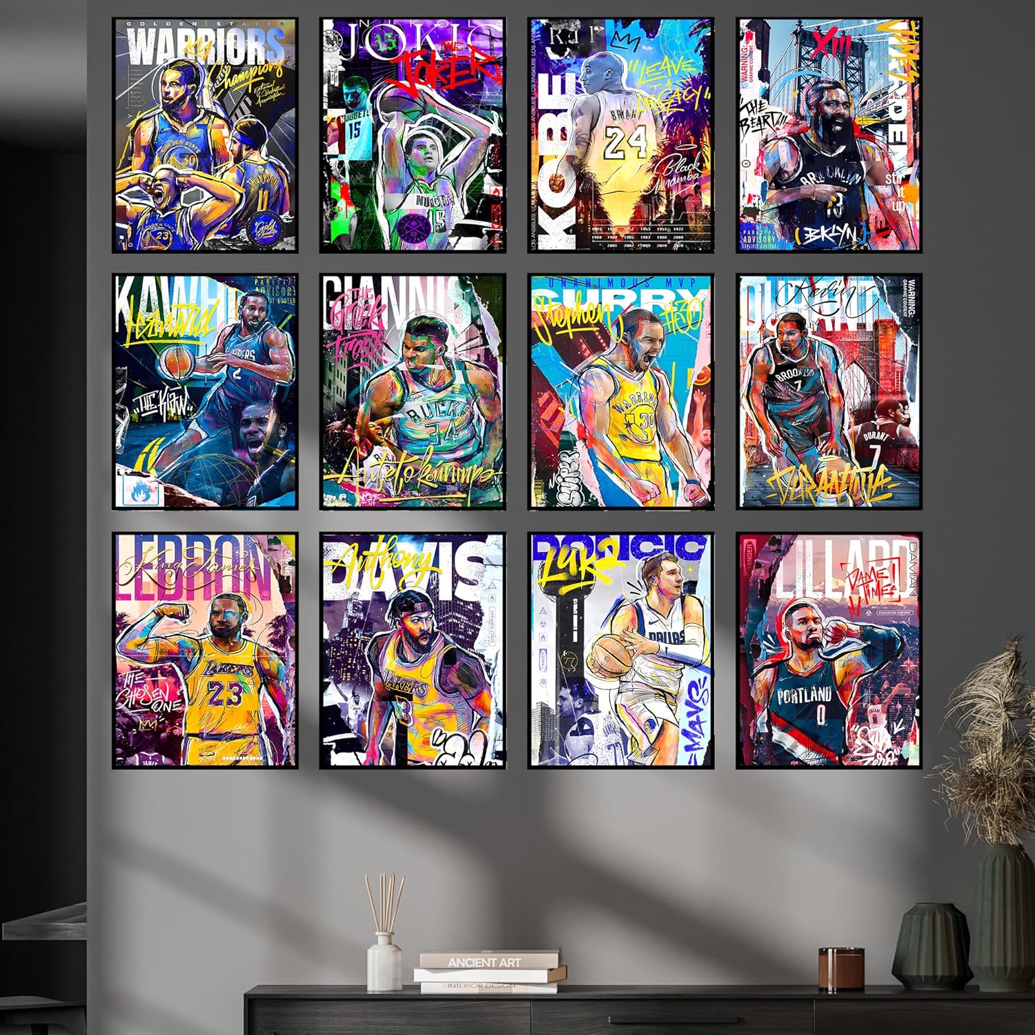 Bigwig Prints Juego de pósteres de baloncesto  Pósteres de baloncesto para dormitorio de niños, arte de pared de baloncesto, pósteres de la NBA para
