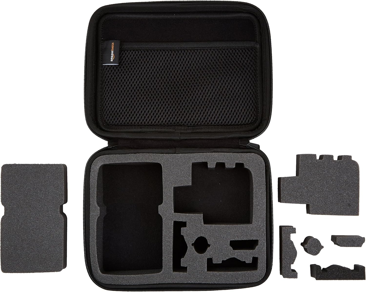 Tienda Basics Estuche de transporte pequeño para GoPro y accesorios – 9 x 7 x 2.5 pulgadas, sólido, negro