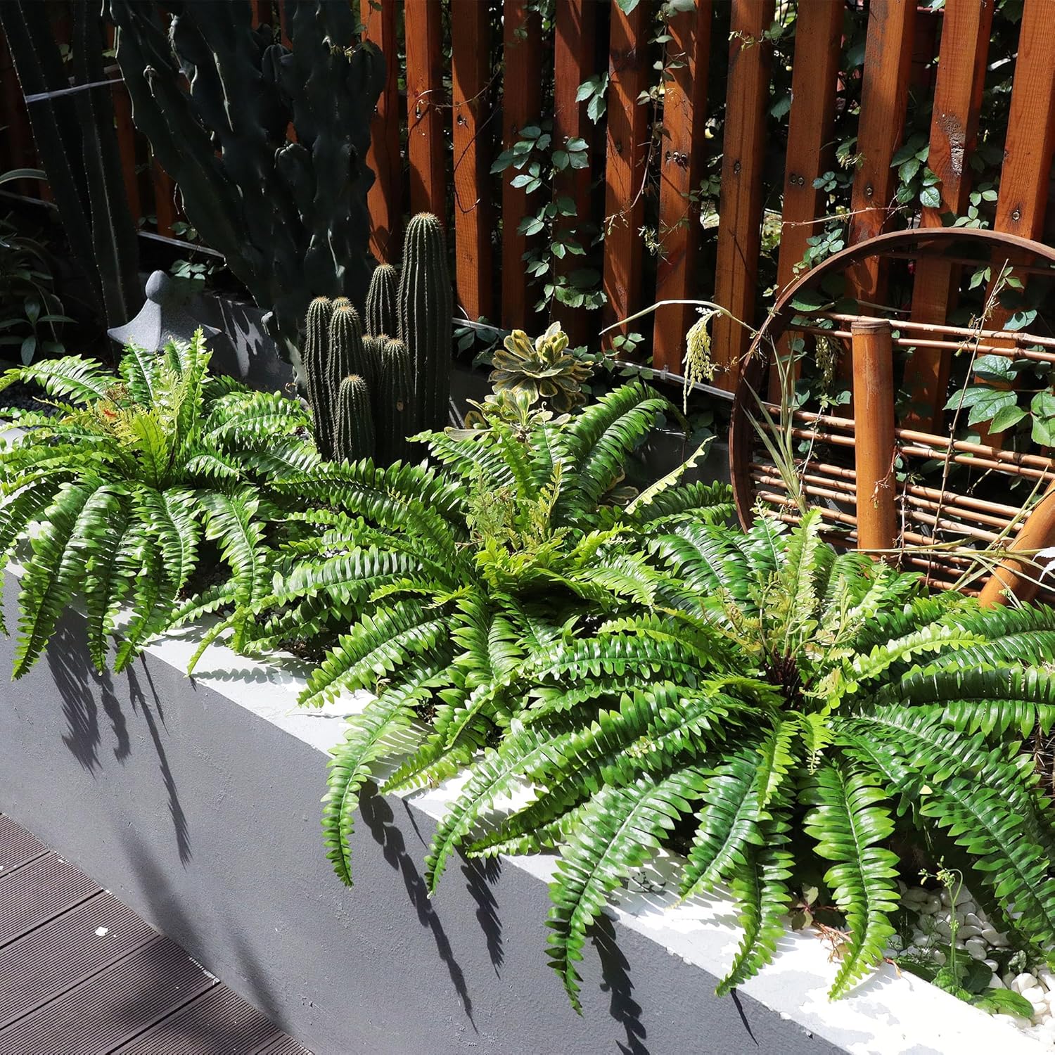 Helechos artificiales para exteriores e interiores, helechos artificiales grandes de 40 pulgadas de 39 Fronds, planta falsa de helecho Boston para