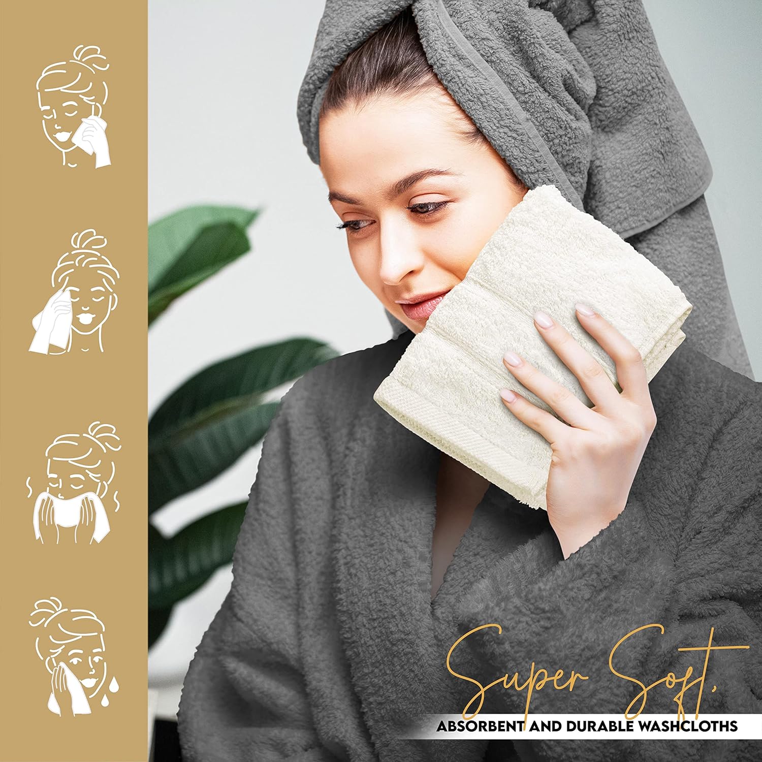Utopia Towels – Juego de 12 paños de viscosa de lujo (12 x 12 pulgadas), 100% algodón hilado en anillo, altamente absorbentes y suaves al tacto,