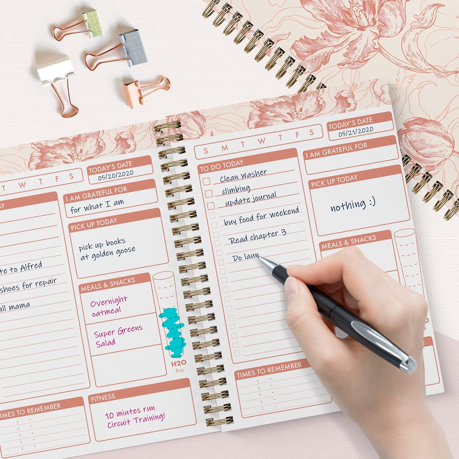 Bright Day – Planificador de lista de tareas diarias sin fecha, cuaderno de gestión del tiempo sin fecha, organizador en espiral de 8.25 x 6.25