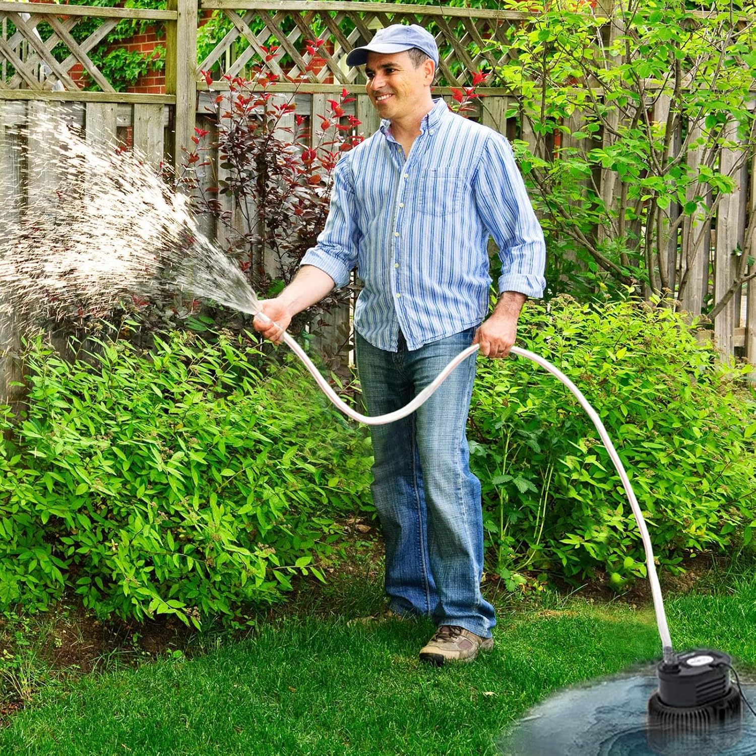 Bomba de cubierta de piscina sobre el suelo, bomba de sumidero sumergible de 850 GPH, bomba de agua para drenaje de piscina, con manguera de drenaje