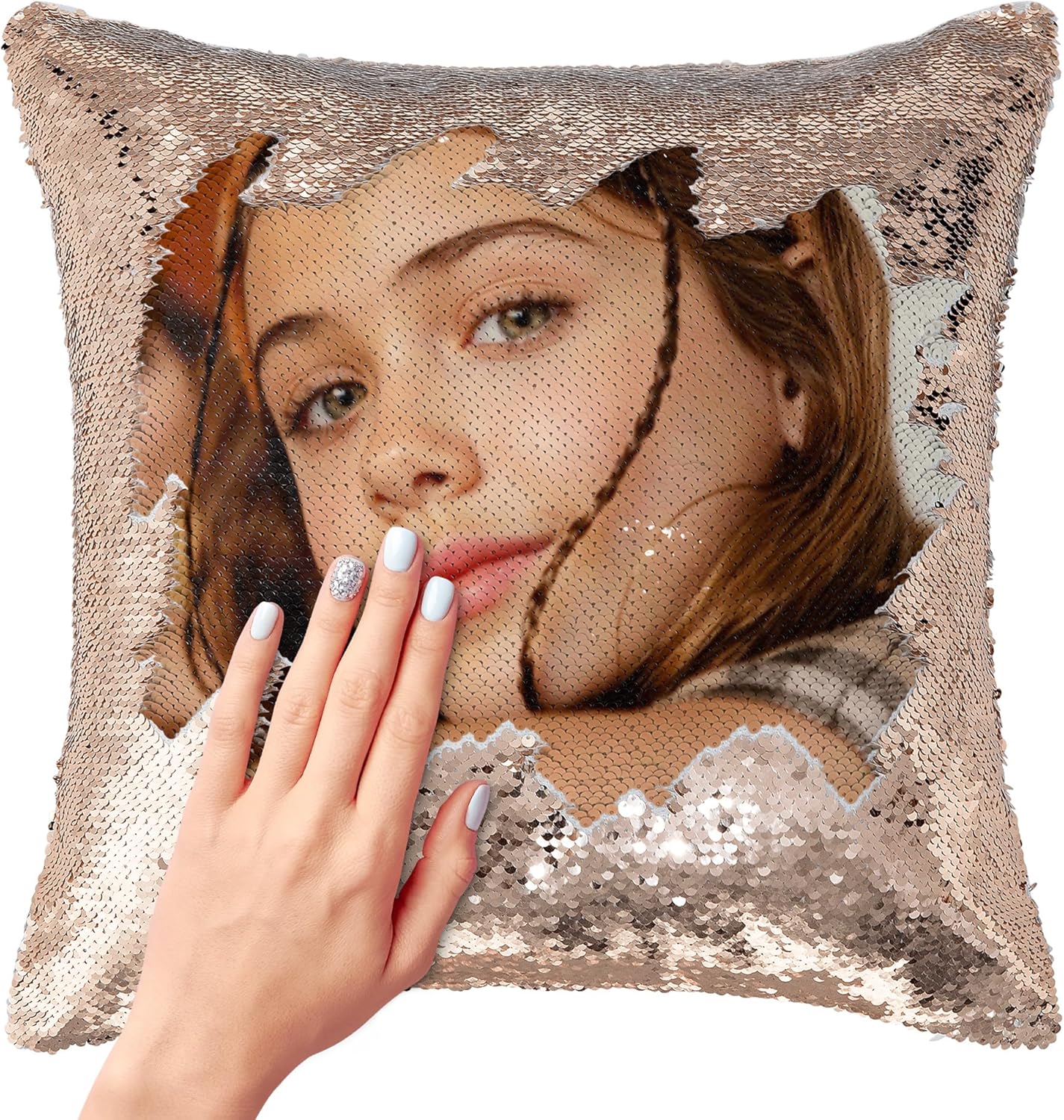Easycosy Fundas de almohada de lentejuelas personalizadas, funda de cojín reversible mágica personalizada con tu imagen, regalos personalizados