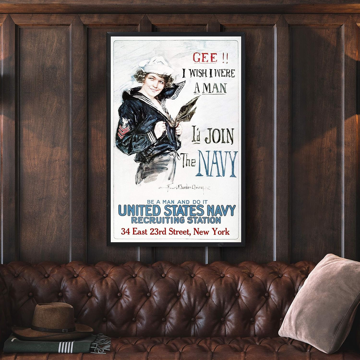 Póster de reclutamiento de la Primera Guerra Mundial de la Primera Guerra Mundial 1917 Gee I Wish I Were A Man ID Únete a la Armada de la Primera