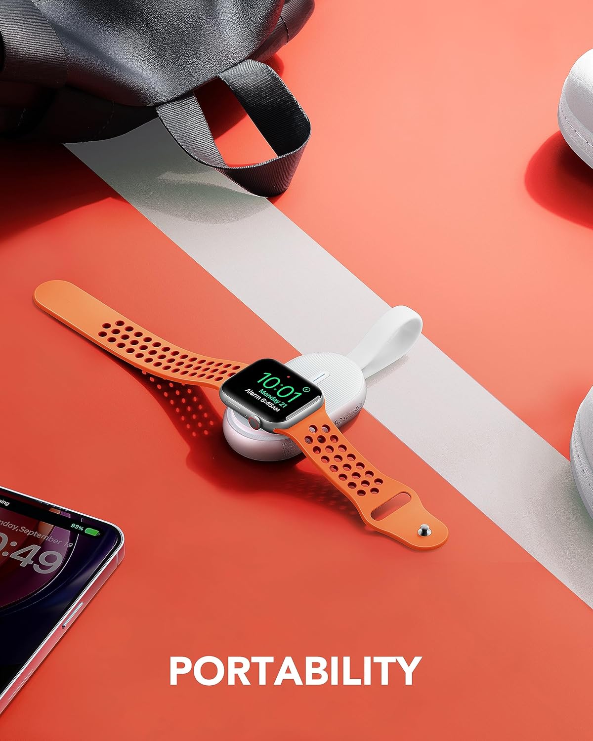 VRURC – Cargador portátil para Apple Watch, cargador de reloj portátil de 1200 mAh, llavero magnético, cargador de reloj inalámbrico para iWatch