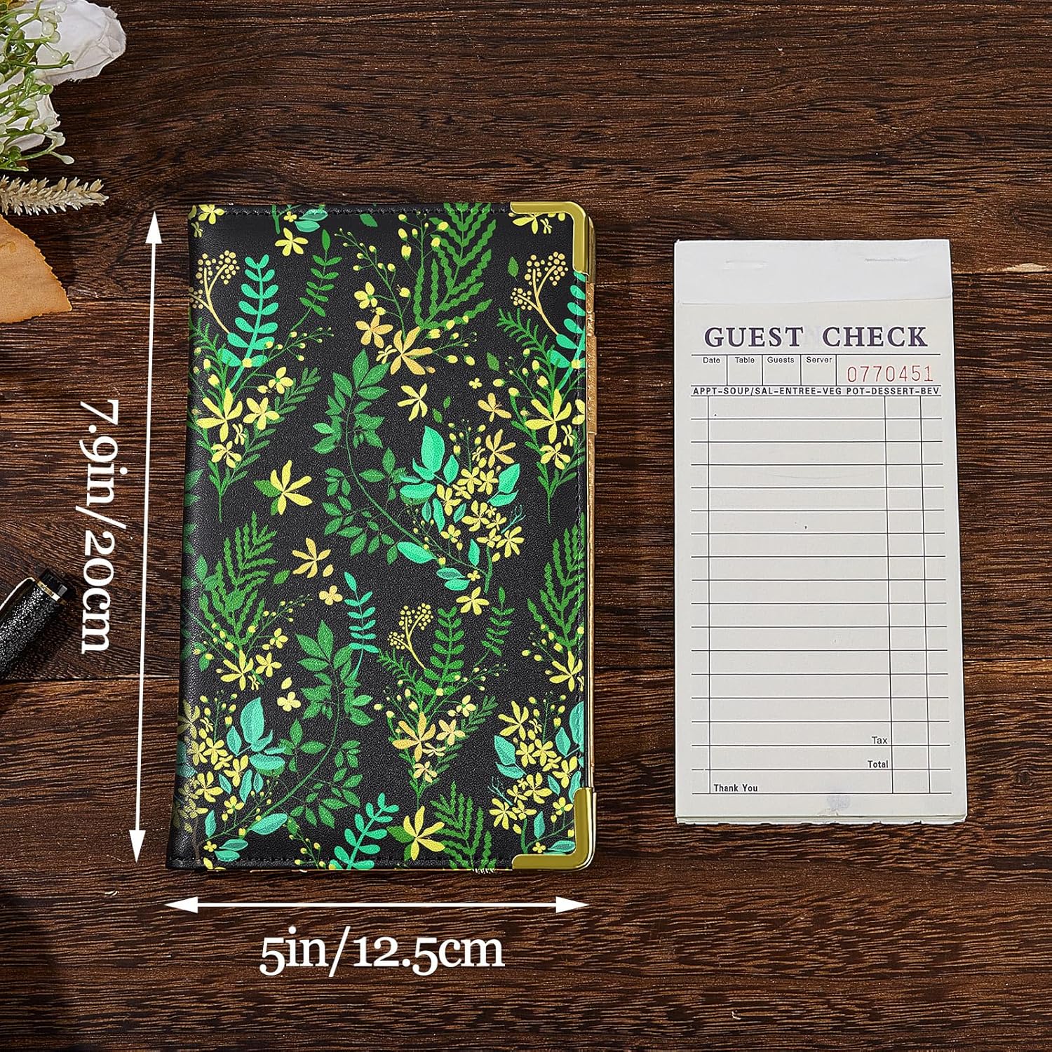Libro de mesero para camarera, organizador de libros de cuero con bolsillo con cremallera para accesorios de camarera de restaurante, delantal de
