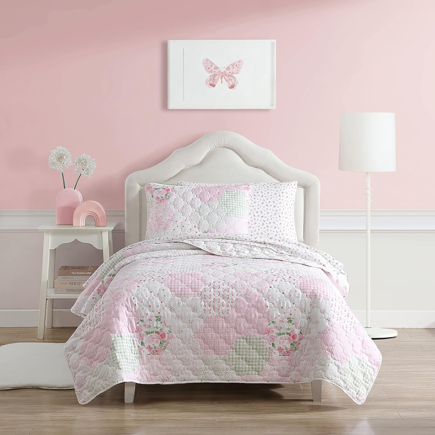 Laura Ashley Juego de edredón para niños, tamaño individual, ropa de cama reversible para niños con fundas a juego, ideal para juego de ropa de cama
