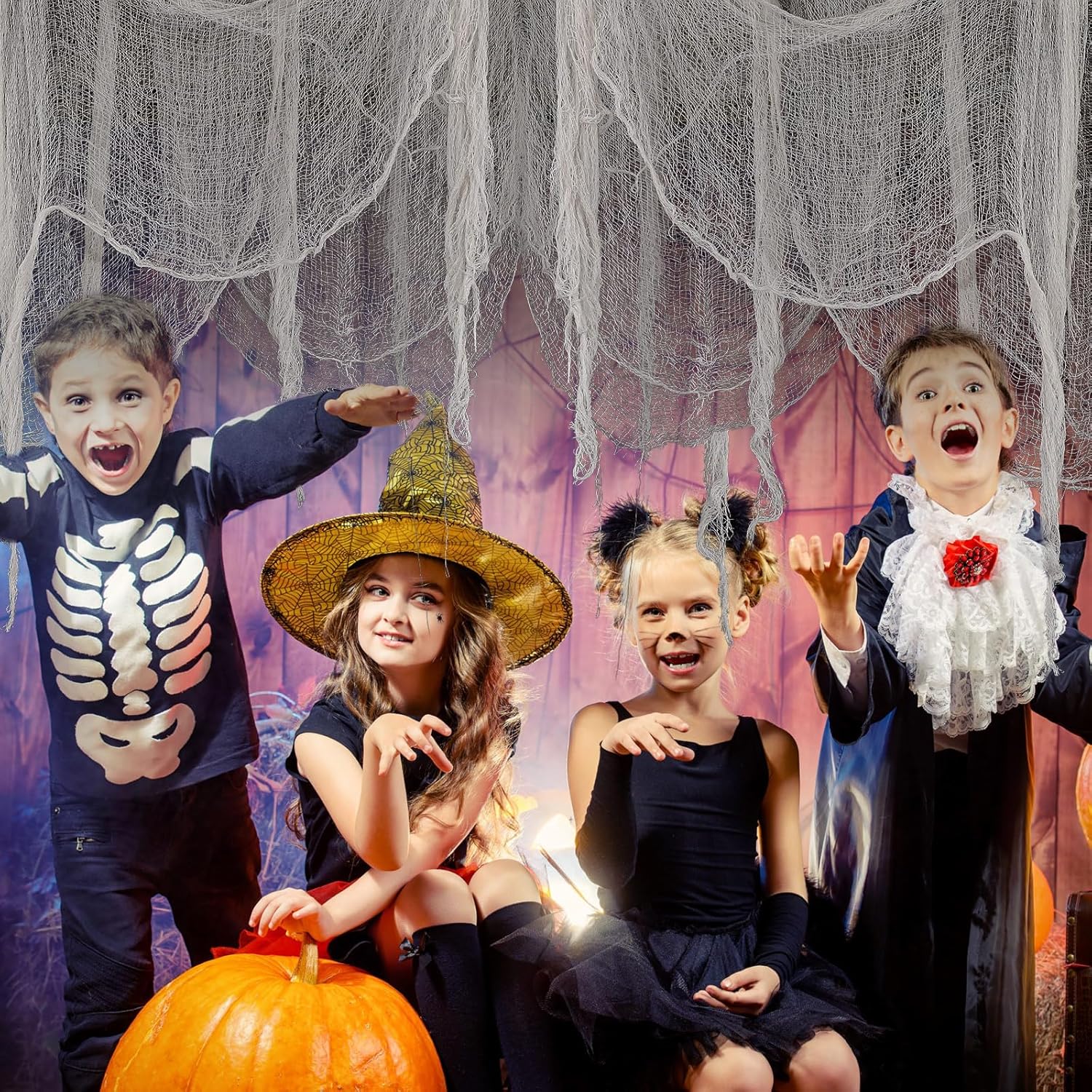 Paño espeluznante de Halloween de 30 x 71 pulgadas, paño de gasa espeluznante grande para puertas, escaleras, interiores y exteriores, decoración de