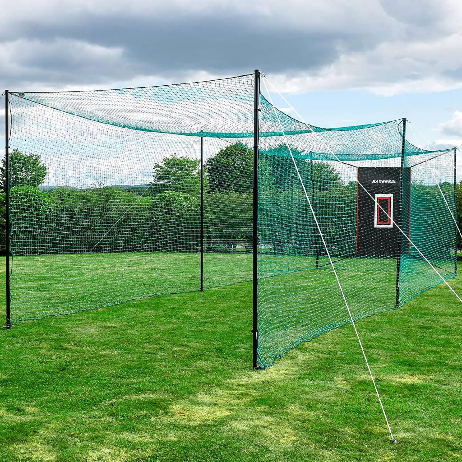 Respaldo de vinilo de 4 x 6 pies, respaldo de béisbol, jaula de bateo con zona de ataque e imagen de receptor para béisbol, sóftbol y protector de