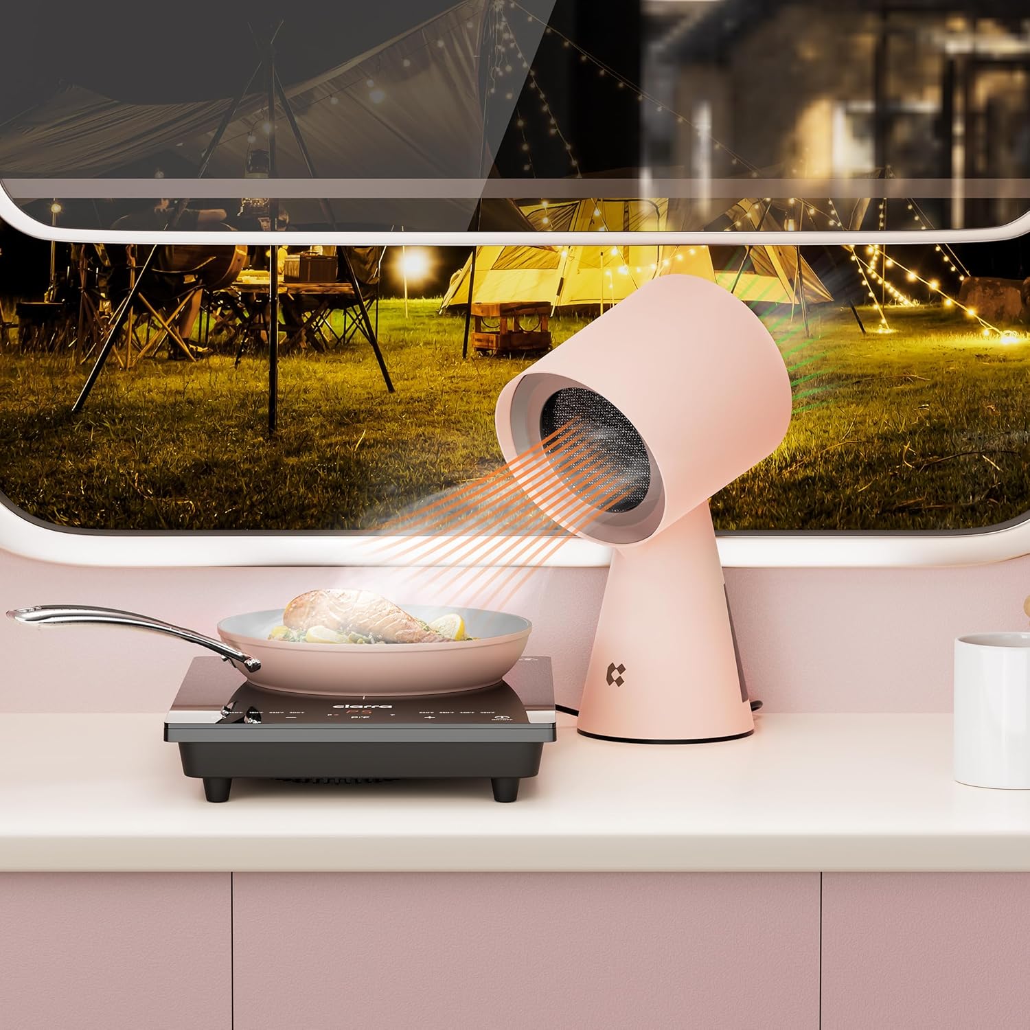 CIARRA Campana extractora portátil, campana extractora de escritorio con ventilador de escape de 2 velocidades, filtro de aluminio desmontable, taza