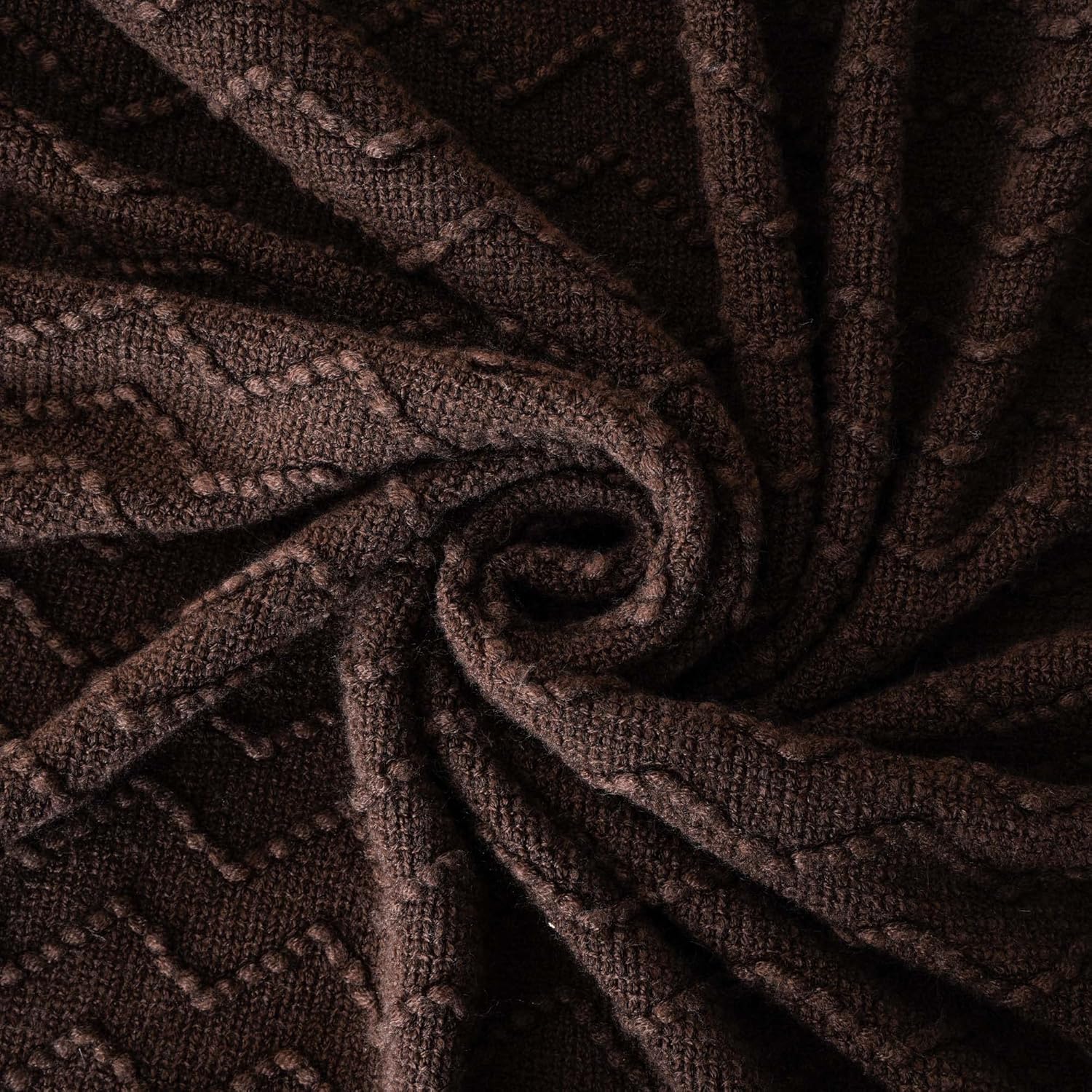 BATTILO HOME Manta marrón oscuro para sofá, manta bohemia para decoración del hogar, manta decorativa de punto chocolate para silla, sofá, cama, 50