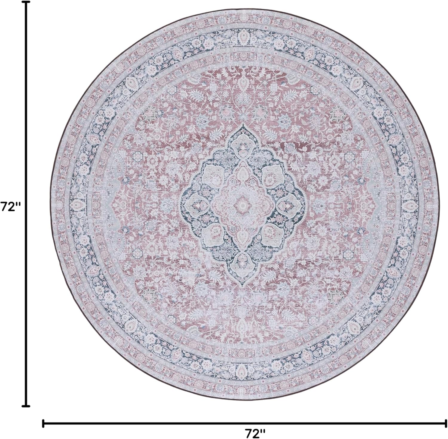 SAFAVIEH Tucson Collection – Alfombra redonda de 6 pies, diseño de medallón persa, no desprende pelusa, lavable a máquina y antideslizante, ideal