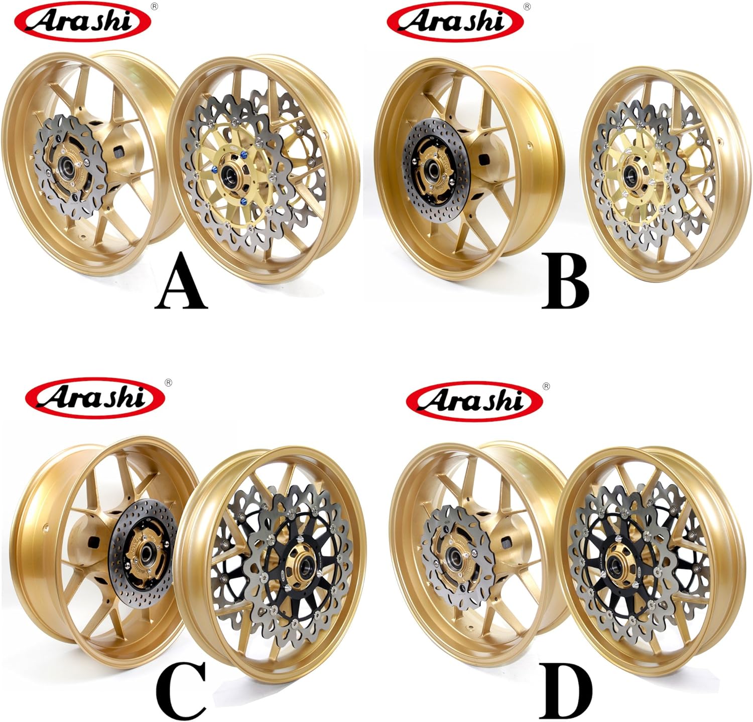 Arashi Llantas de rueda trasera delantera y rotores de disco de freno para Honda CBR1000RR 2006-2016 Accesorios de repuesto de motocicleta CBR 1000
