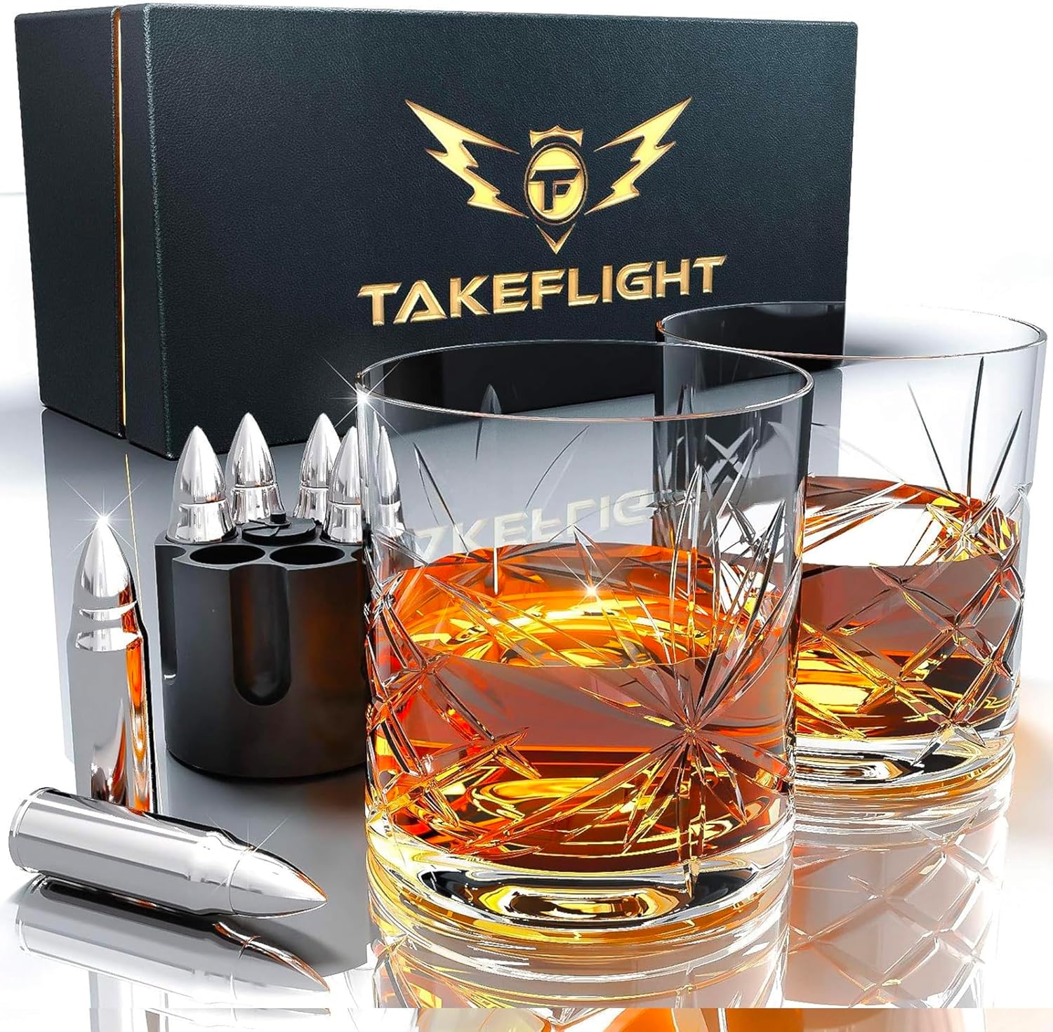Juego de vasos de whisky y piedra de whisky  Juego de 2 vasos de whisky escocésbourbon de primera calidad en caja de regalo  Piedras de whisky de