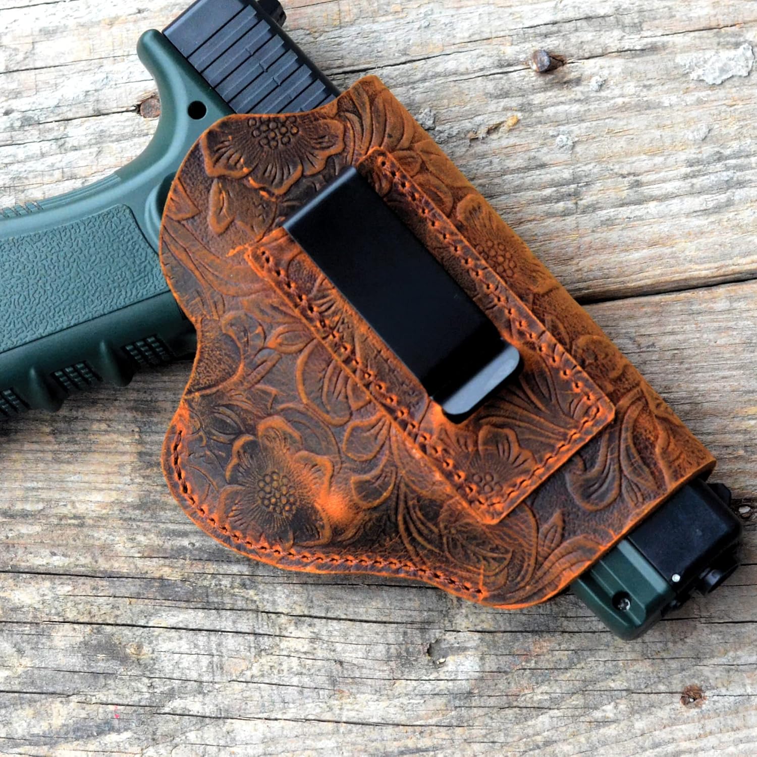 JJNUSA Funda de cuero IWB, funda de cuero genuino para pistola Glock 19 42 43X, Ruger LCP LC9S Security 9 Max 9, Taurus G2 G2C G3C GX4, Springfield