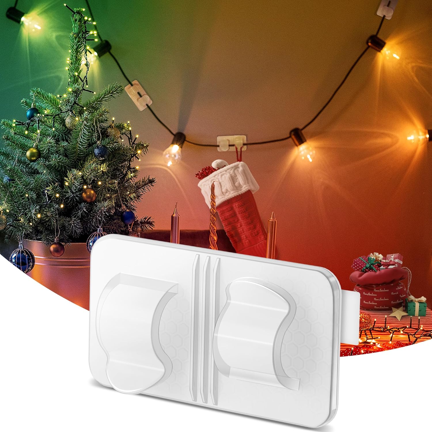 Ganchos para cadena de luces al aire libre 40 piezasClips de cable con fuerte autoadhesivo, ganchos para cables interiores y exteriores, ganchos