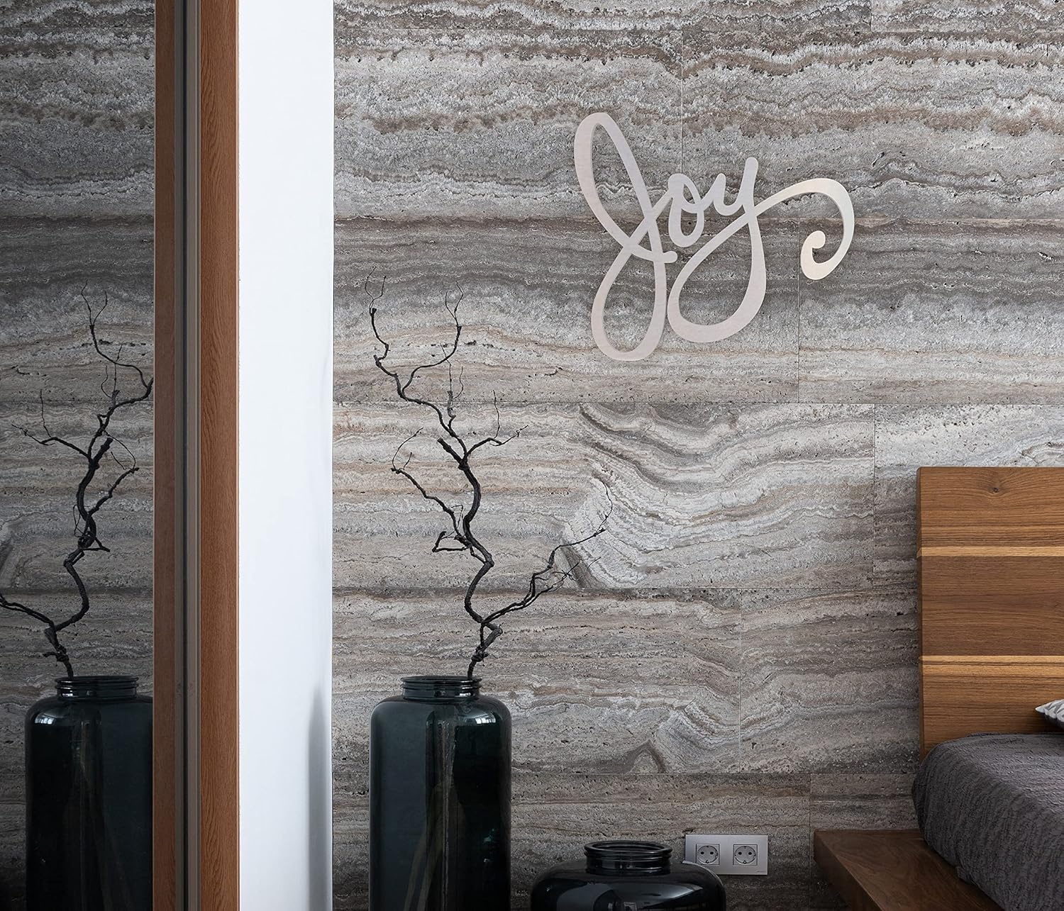 Arte de pared de metal, letrero de metal, palabras de metal, alegría, para arte de pared fotográfico o decoración de Navidad, calidad de reliquia