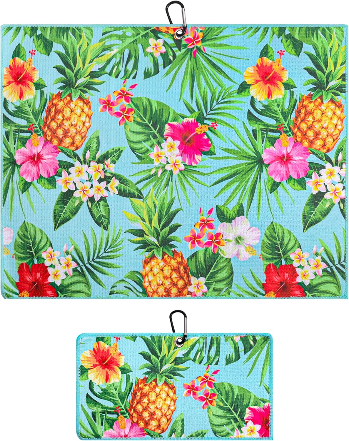 Pineapple Tropics – Juego de 2 toallas de golf con clip para mujeres y hombres, de microfibra, gofres y pelotas