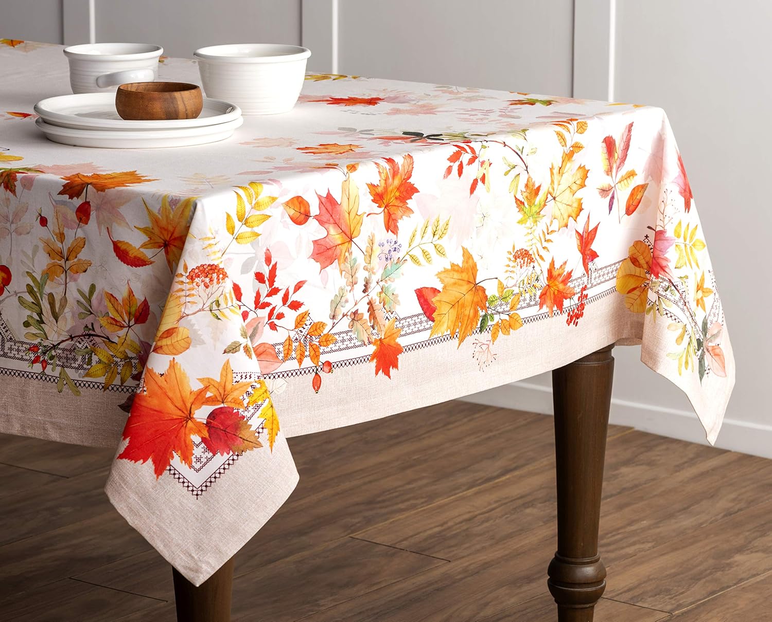 Maison d’ Hermine Mantel 100% algodón para mesas rectangulares de cocina, comedor, fiestas, bodas, Acción de GraciasNavidad (70 x 108 pulgadas),