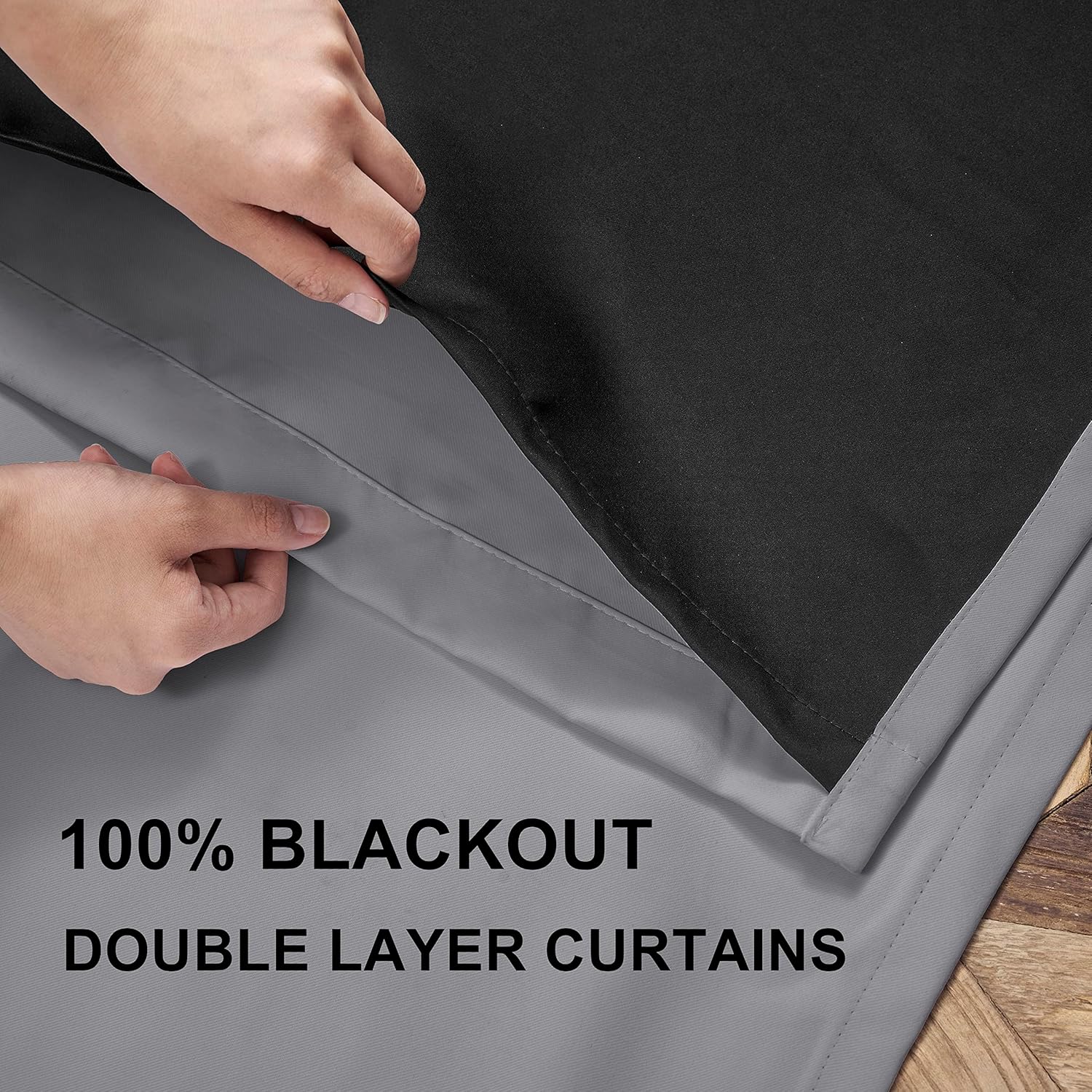 Cortinas 100% opacas, 2 paneles, cortinas de ventana completamente opacas, aislamiento térmico, doble capa con forro negro para sala de estar,