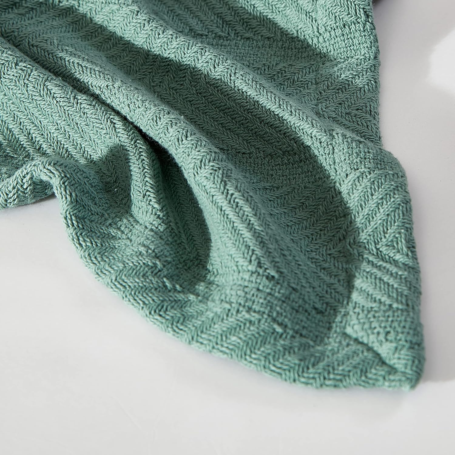Eddie Bauer 213122 – Manta con patrón en forma de espiga, individual, raya azul, Algodón, Verde, gemelo