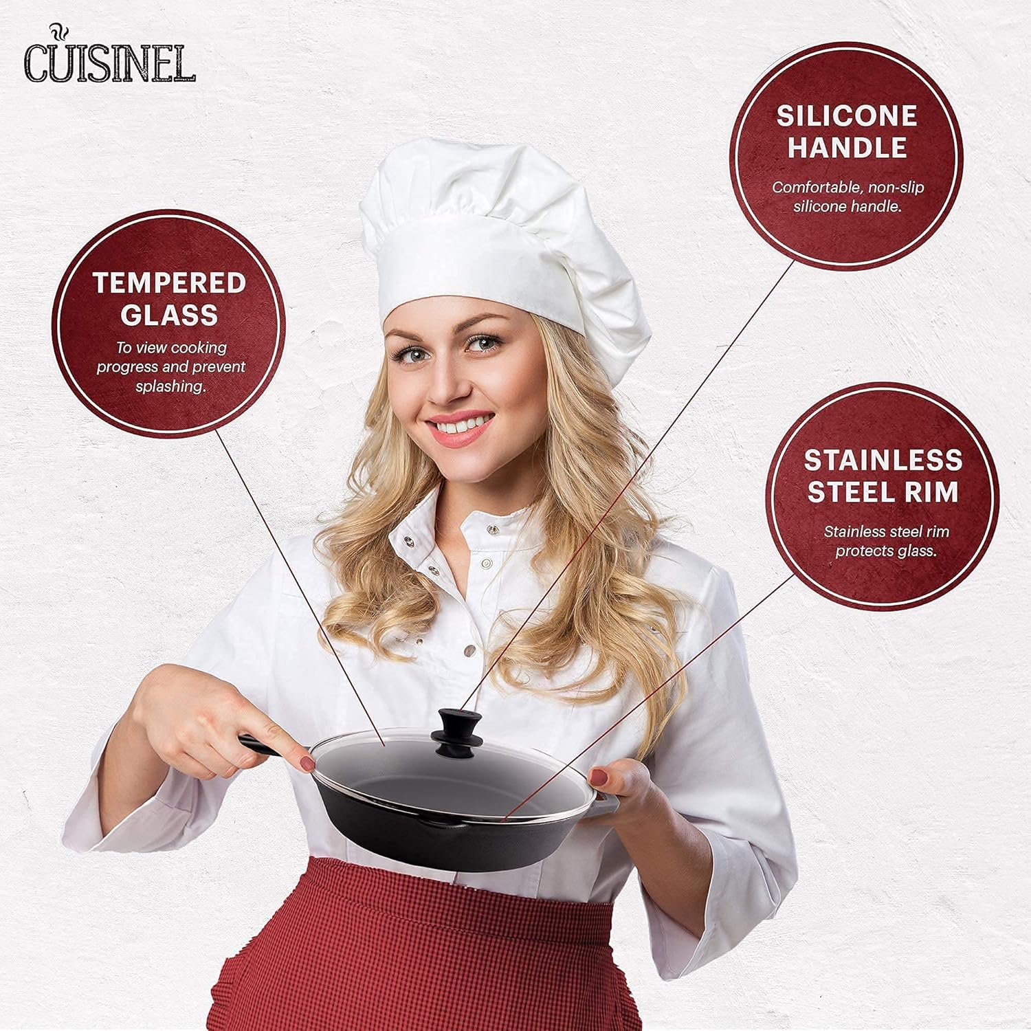 Tapas de vidrio – 8 pulgadas + 10 pulgadas – Compatible con Lodge – Funda de repuesto templada – Apto para horno para ollas y sartenes – Universal